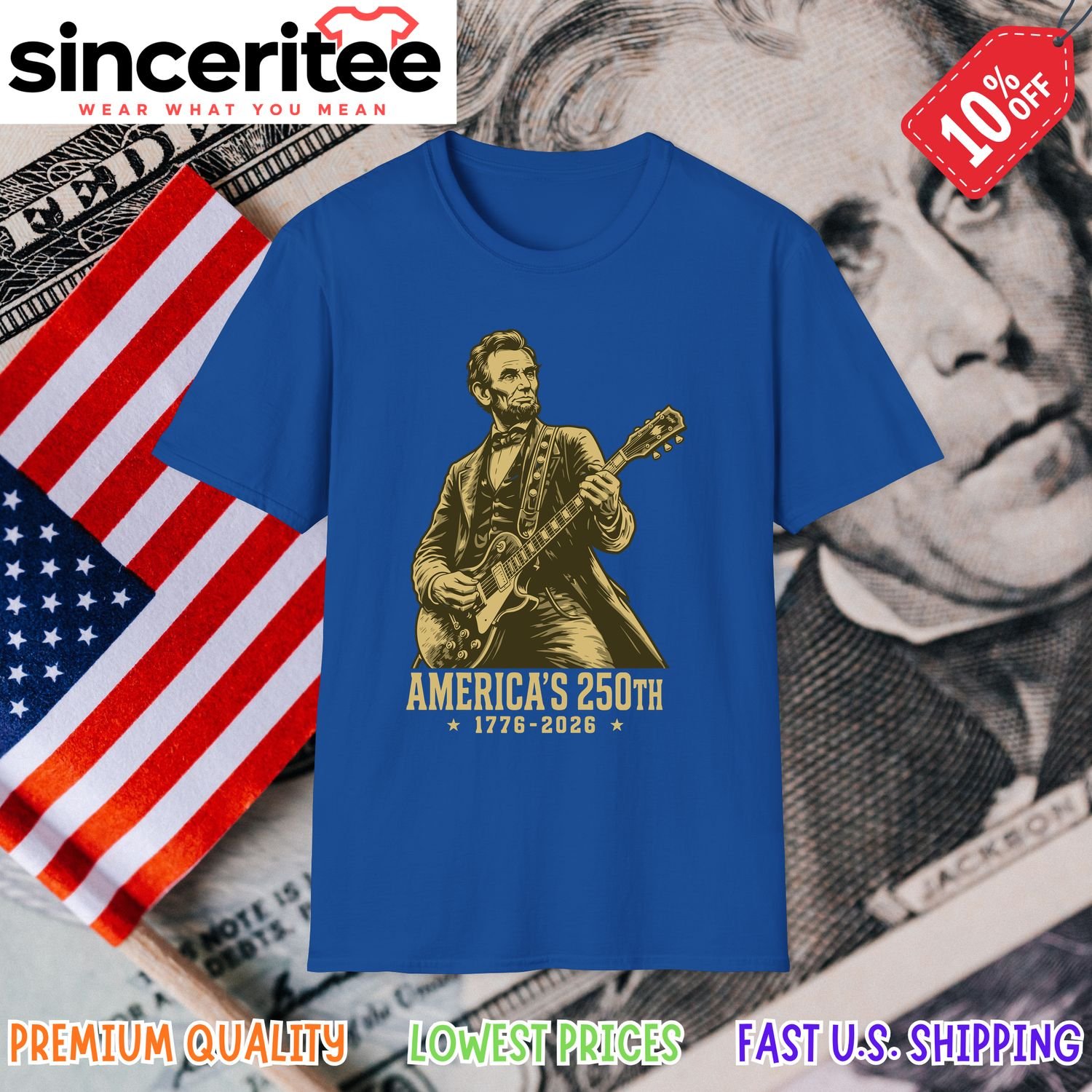 Abraham Lincoln and guitar design in Royal Blue