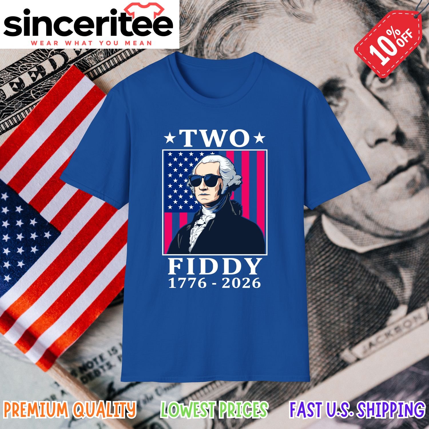 George Washington Two Fiddy 1776 2026 in Royal Blue