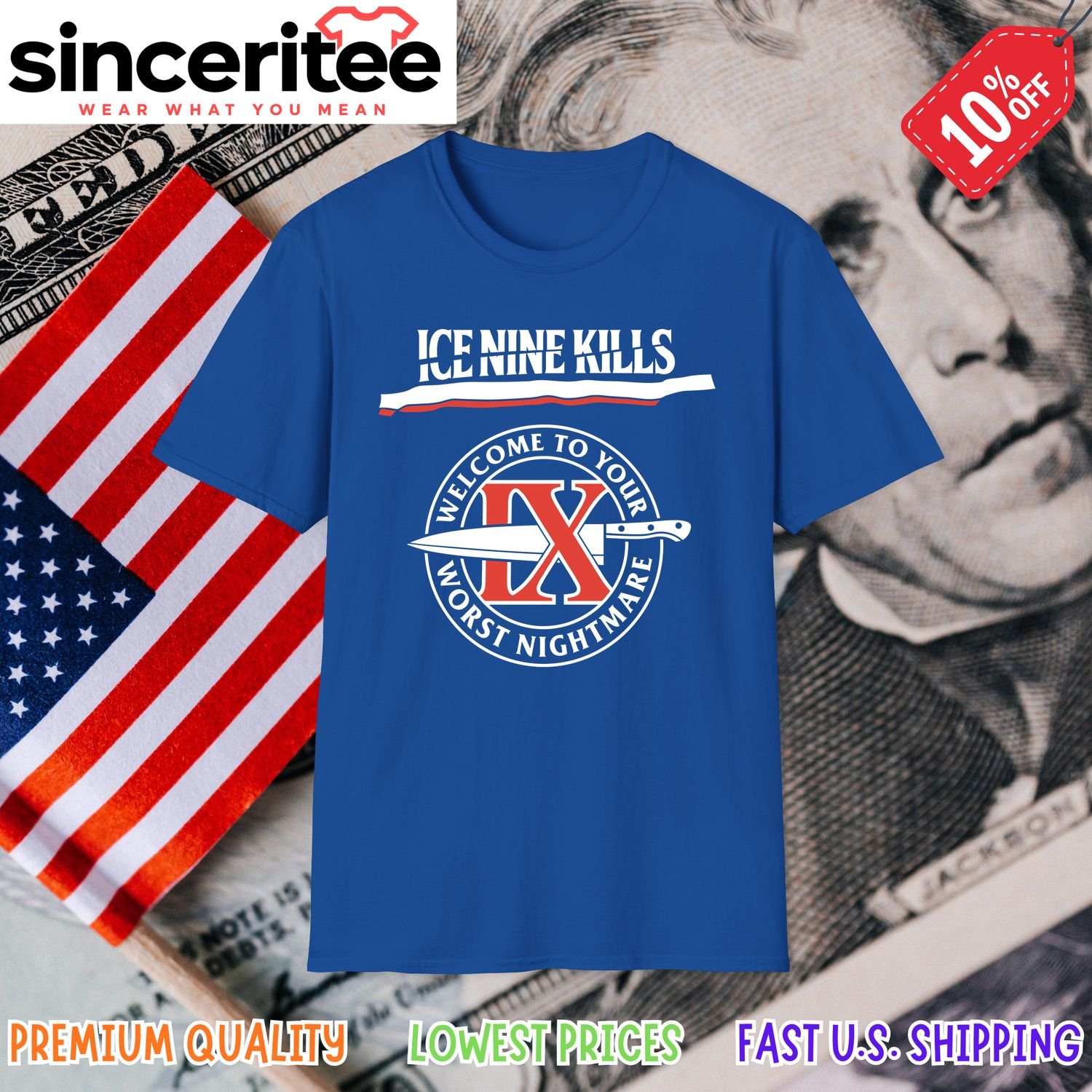 Ice Nine Kills Welcome To Your Worst Nightmare T-Shirt in Royal Blue