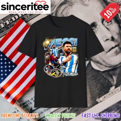 Lionel Messi Argentina FC Barcelona World Cup T-Shirt in Black