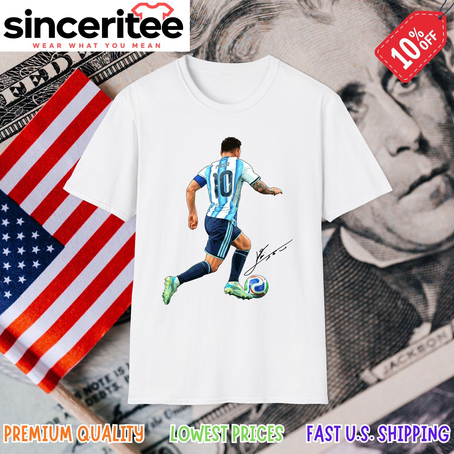 Lionel Messi number 10 Argentina jersey in White