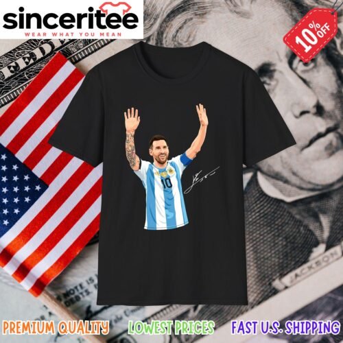 Lionel Messi Argentina World Cup T-Shirt in Black