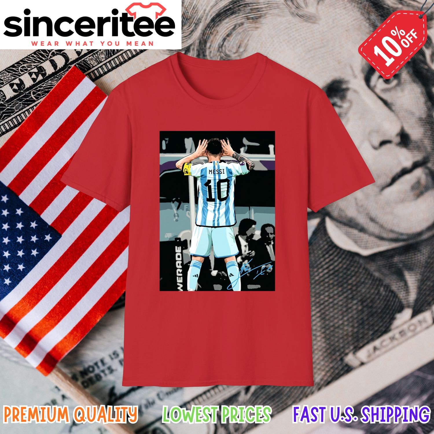 Argentina World Cup T-Shirt featuring Messi in Red