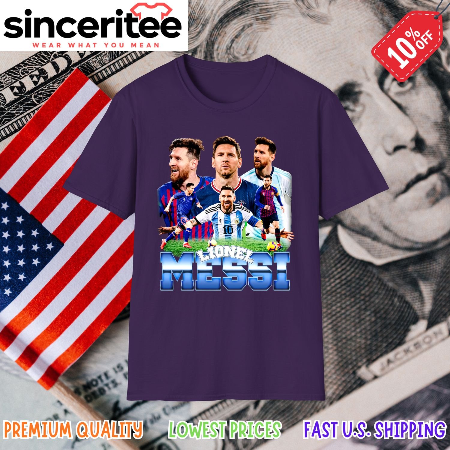 Lionel Messi t-shirt design in Purple