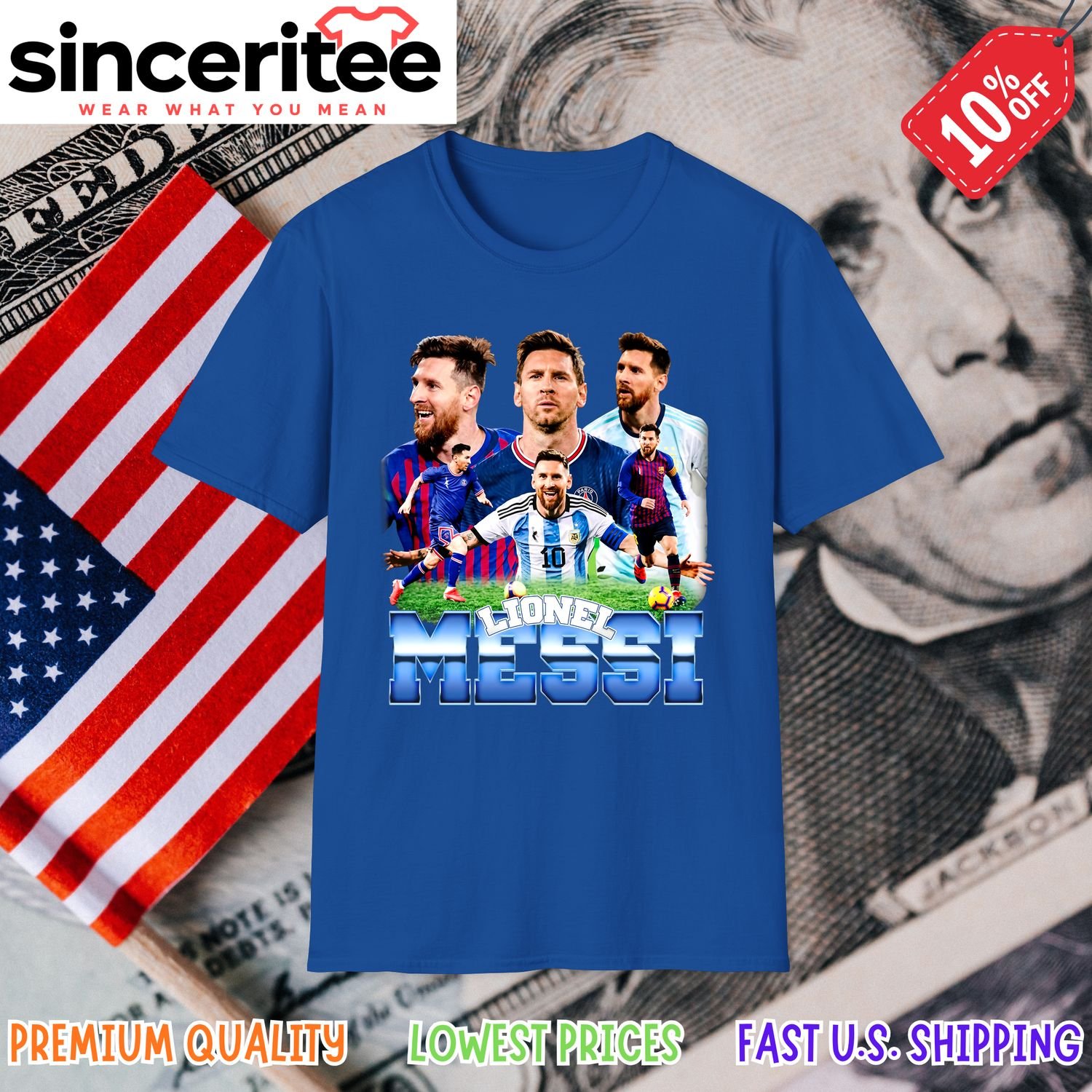 Lionel Messi t-shirt design in Royal Blue