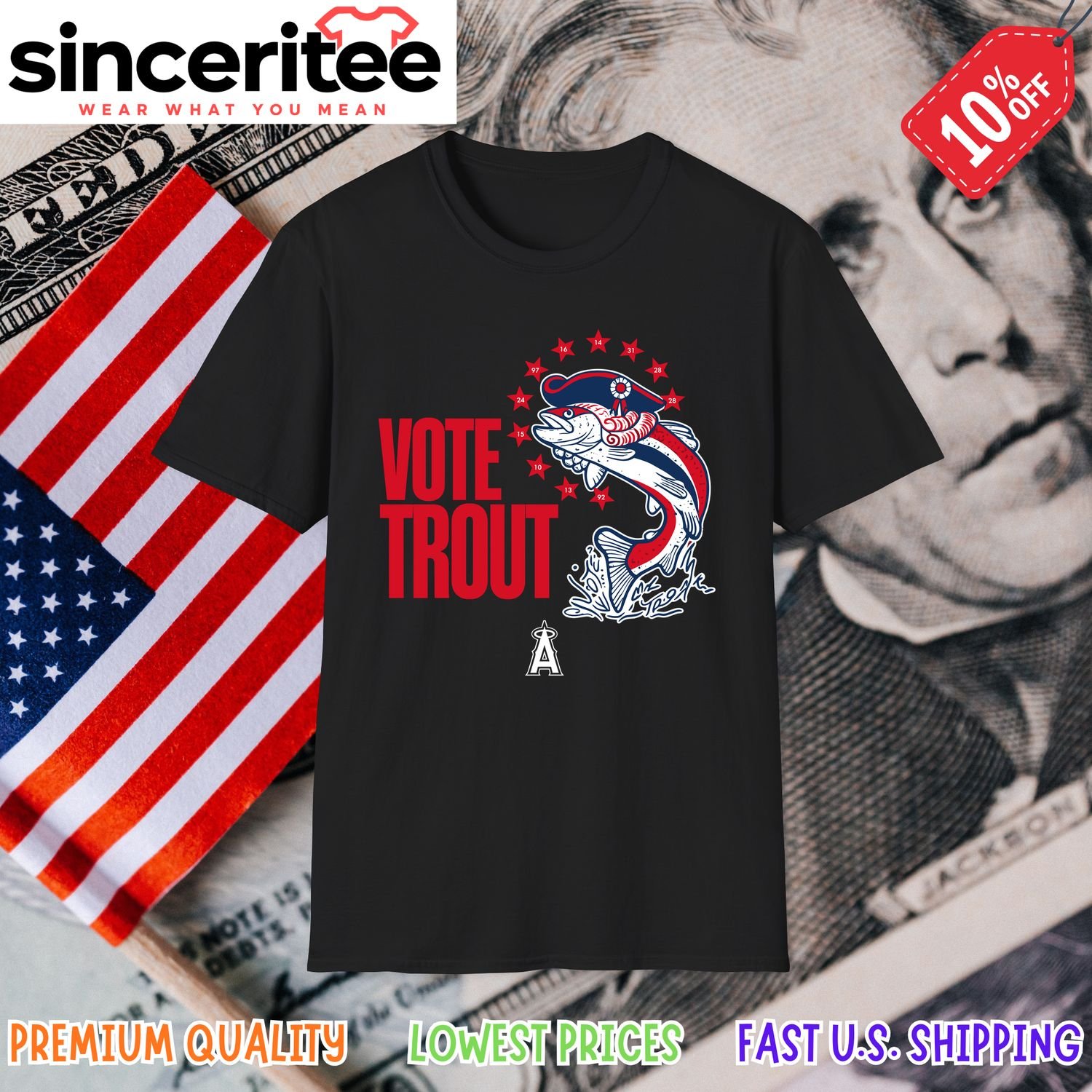Mike Trout Los Angeles Angels all-star t-shirt in Black