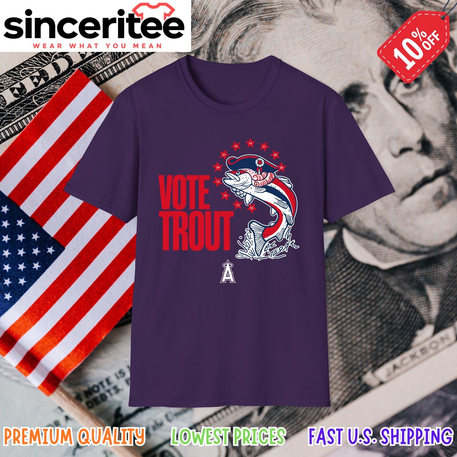 Mike Trout Los Angeles Angels all-star t-shirt in Purple