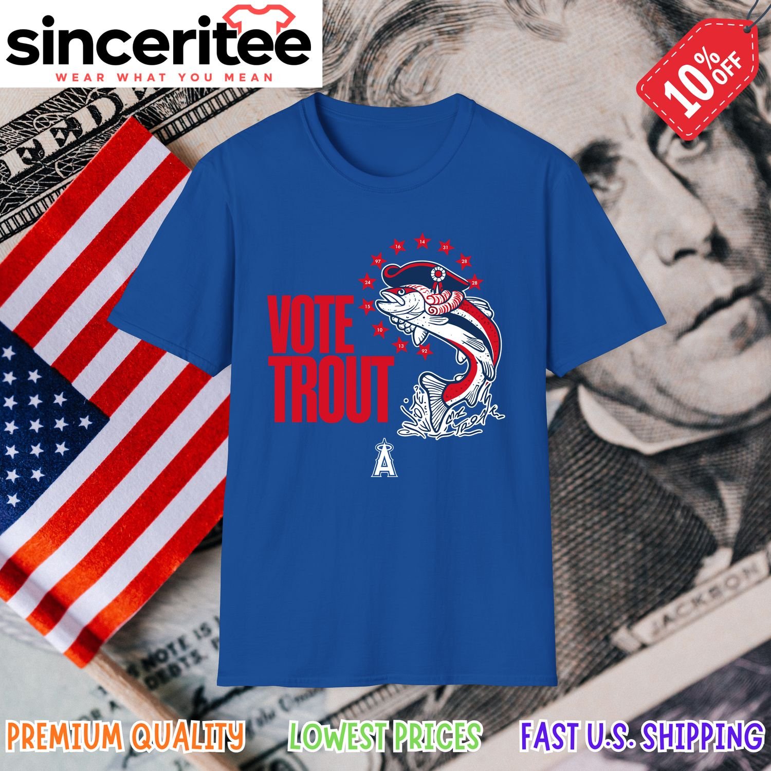 Mike Trout Los Angeles Angels all-star t-shirt in Royal Blue