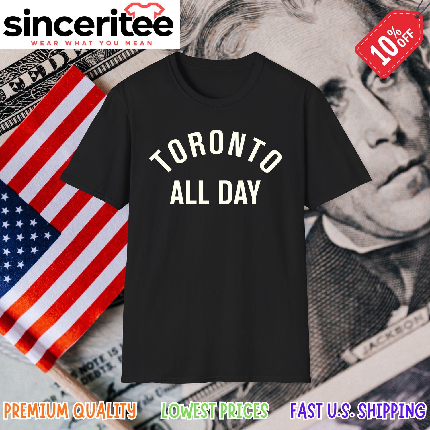 Toronto Raptors and The 6ix logo on t-shirt in Black