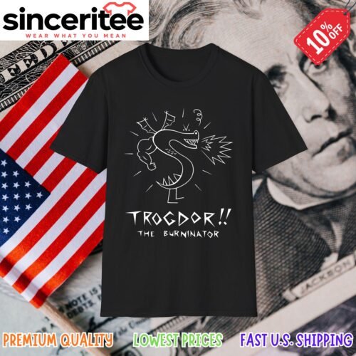 T-shirt with Homestar Runner Trogdor and Strong Bad in Black