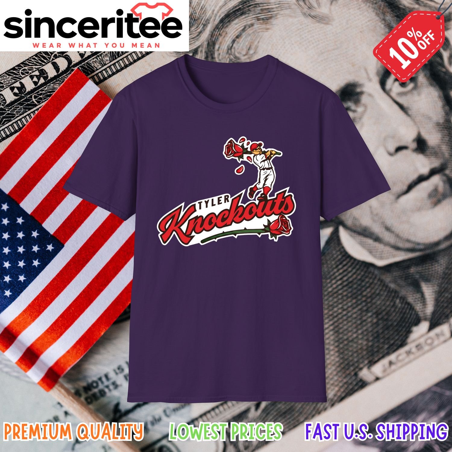 Cowboy-themed Tyler Knockouts t-shirt in Purple