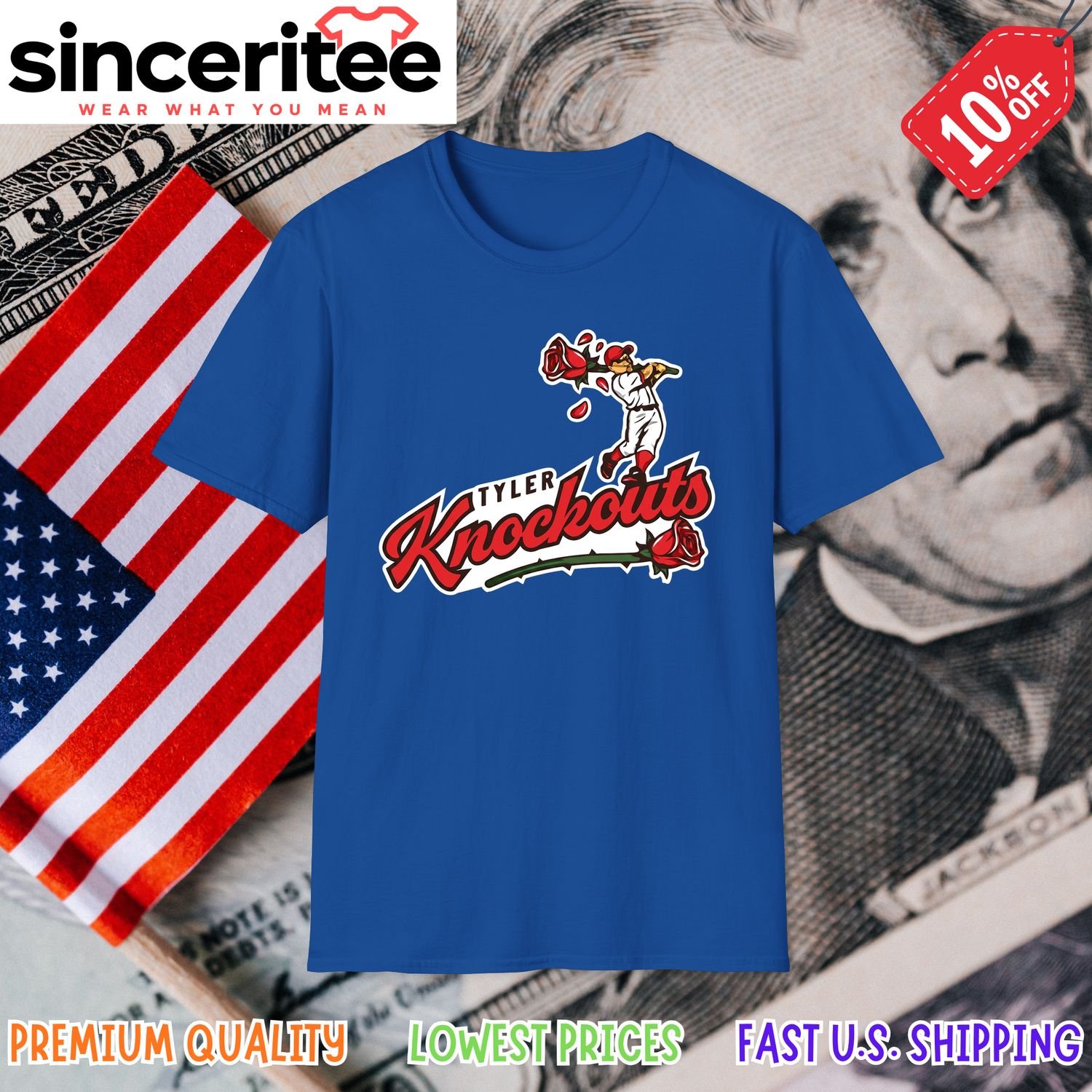 Cowboy-themed Tyler Knockouts t-shirt in Royal Blue