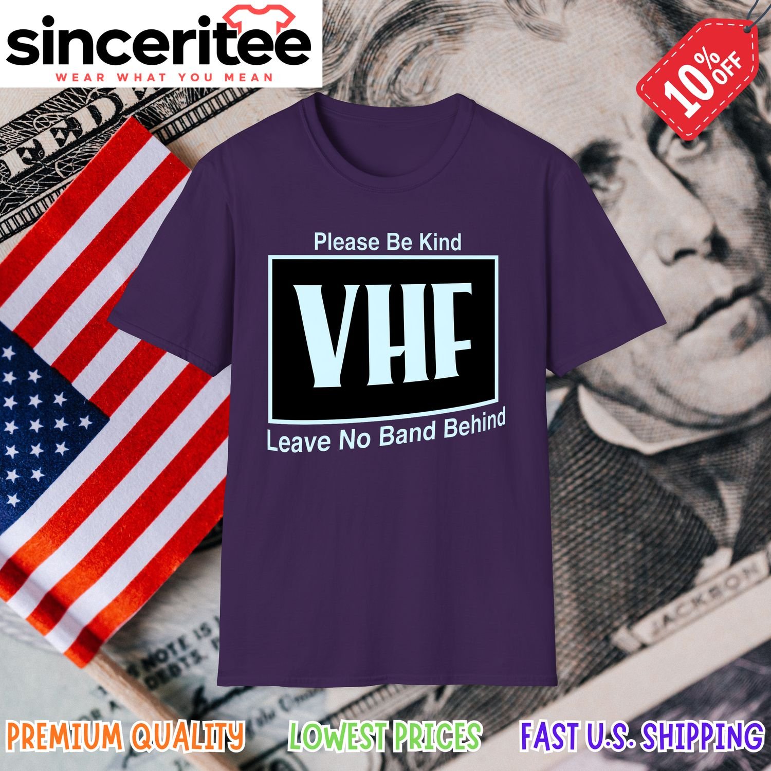 VHF Please Be Kind radio design in Purple