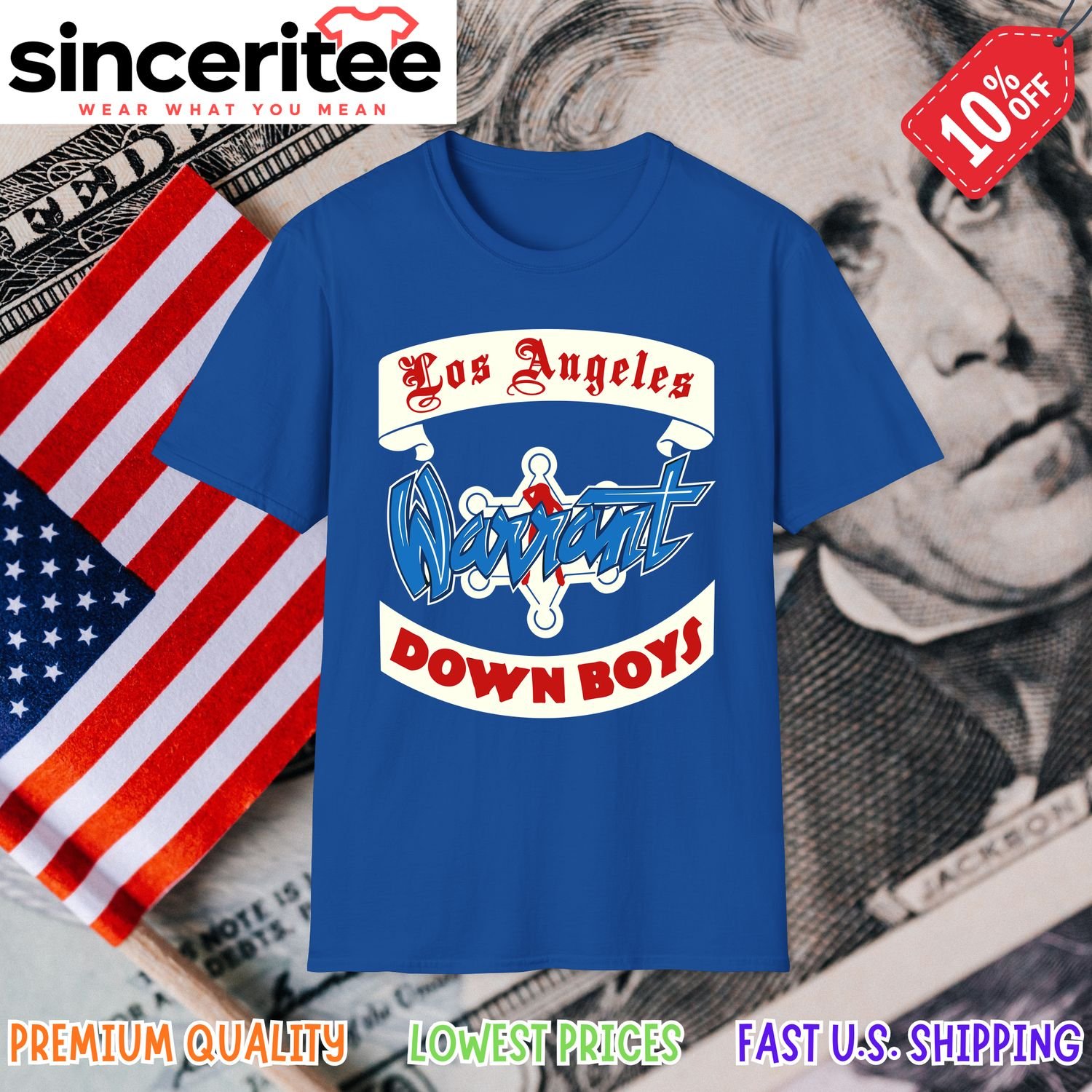 Warrant Down Boys Los Angeles t-shirt in Royal Blue