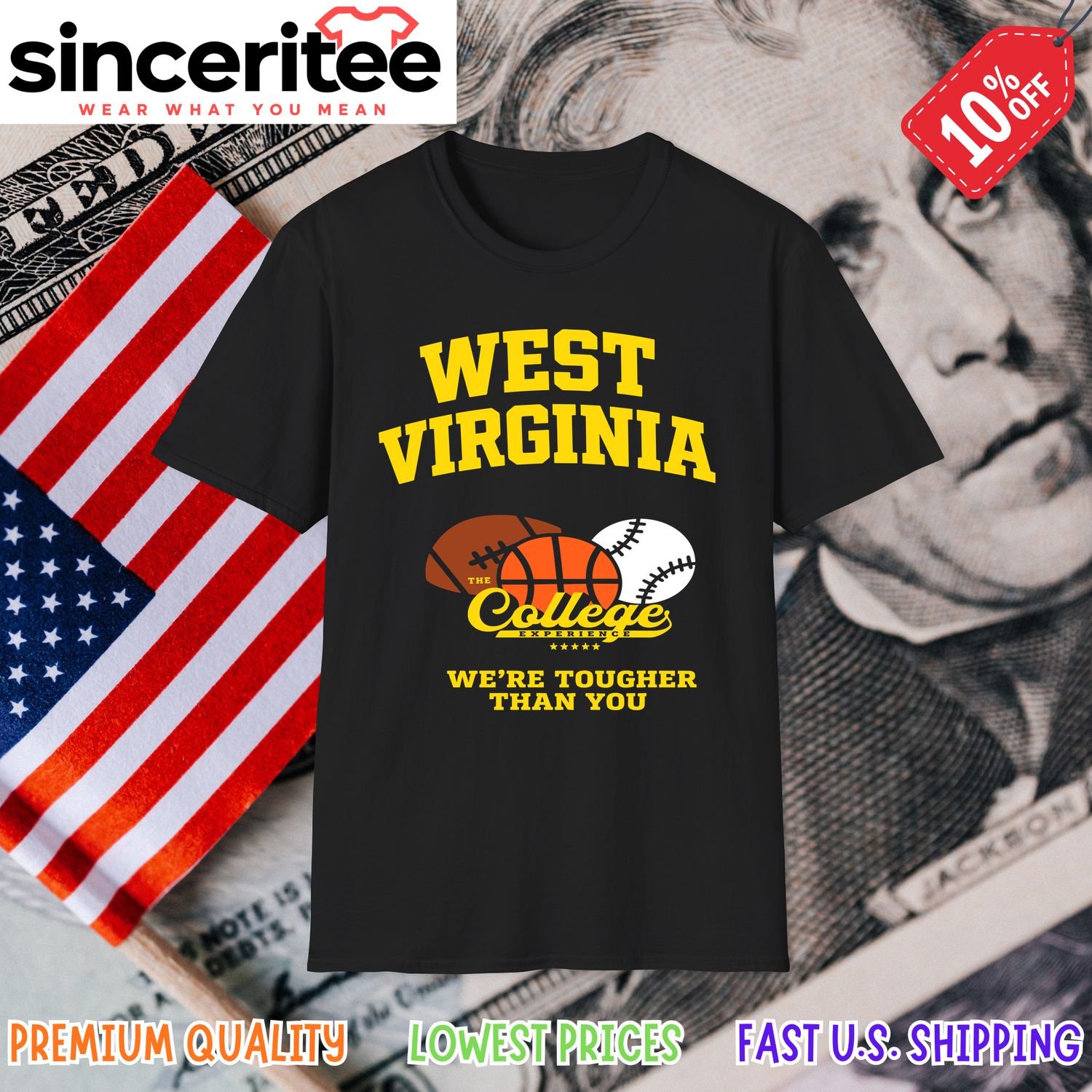 West Virginia Mountaineers tough shirt in Black