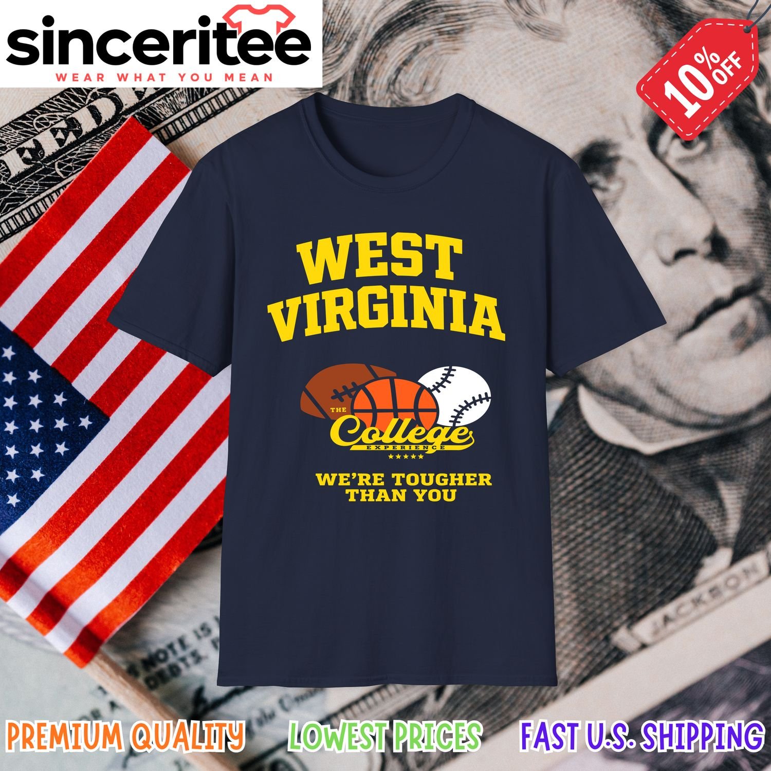 West Virginia Mountaineers tough shirt in Navy