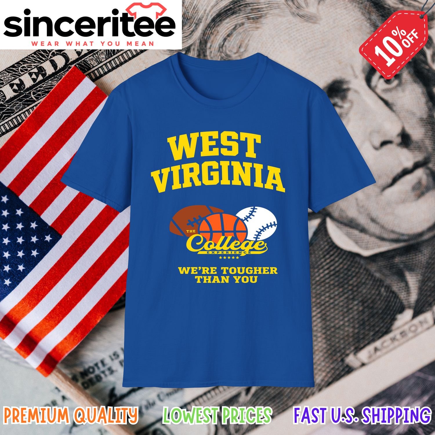 West Virginia Mountaineers tough shirt in Royal Blue