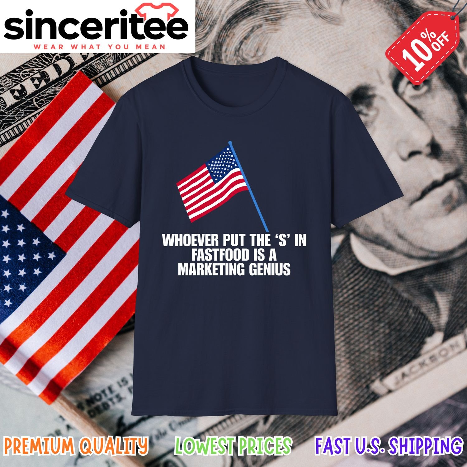 Fastfood S marketing genius t-shirt in Navy