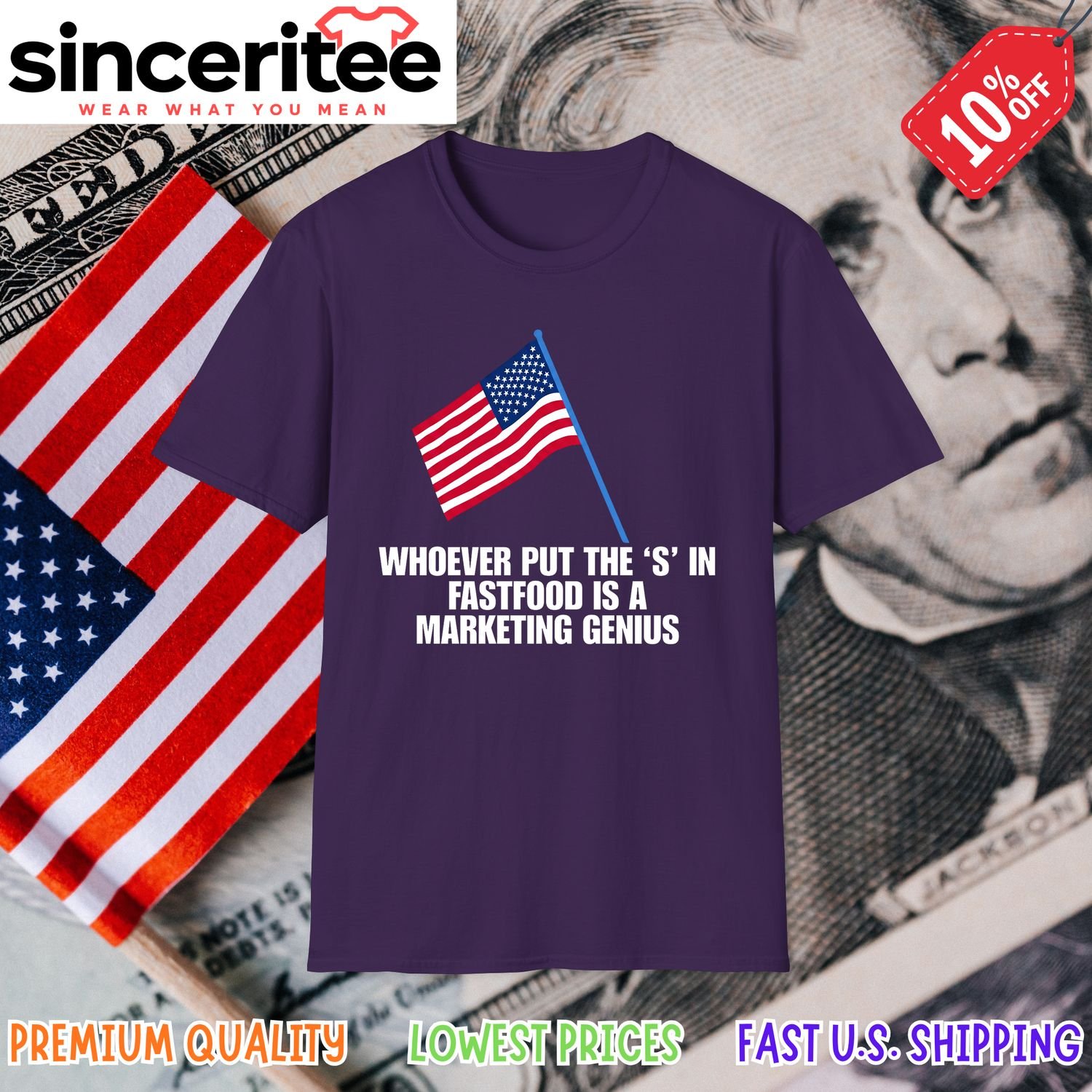 Fastfood S marketing genius t-shirt in Purple