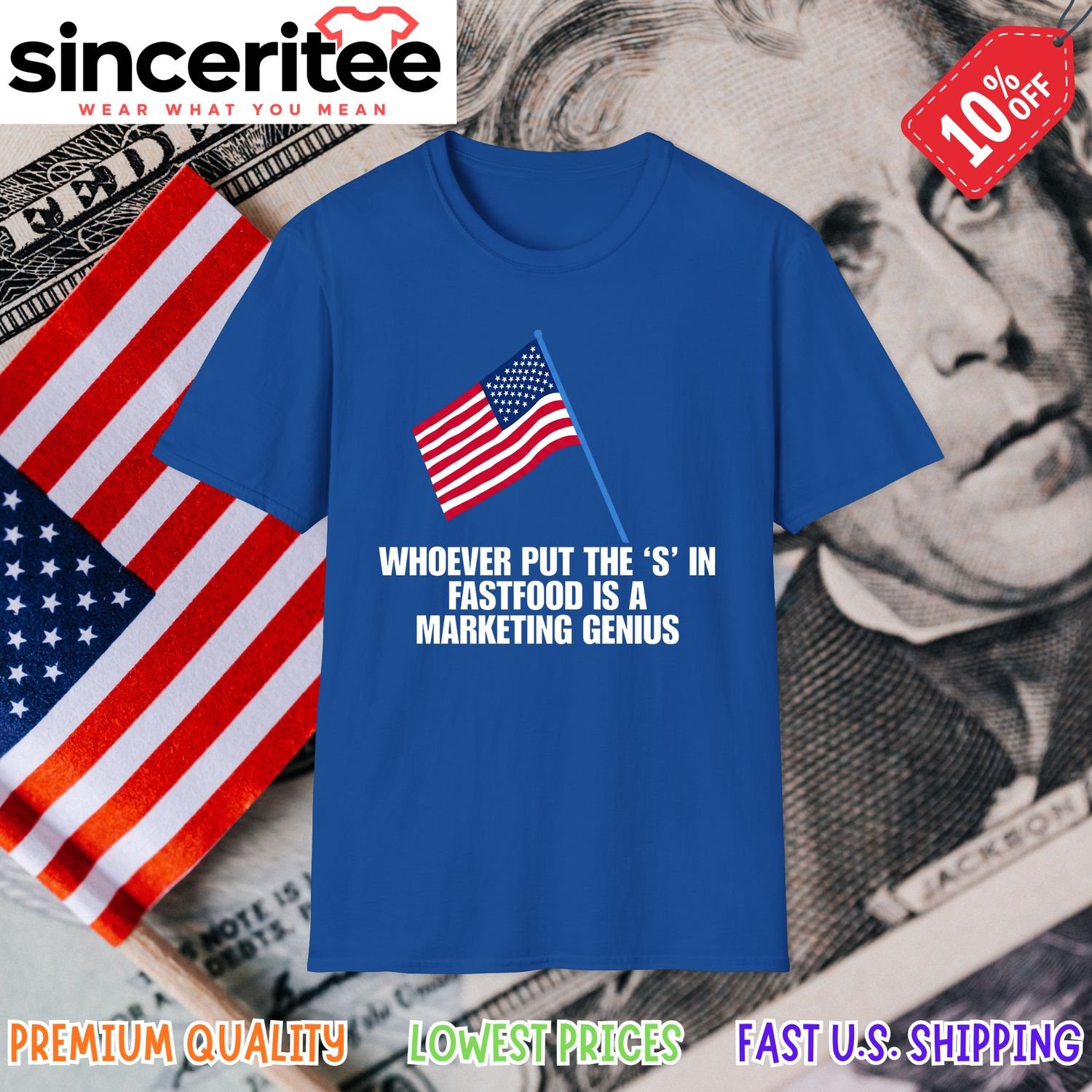 Fastfood S marketing genius t-shirt in Royal Blue