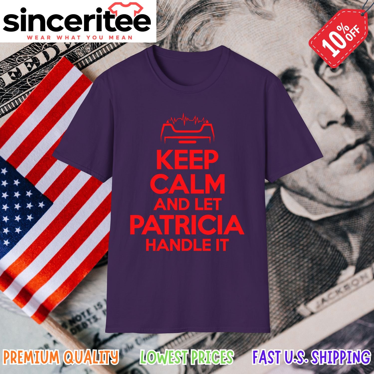Let Patricia handle it t-shirt in Purple